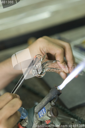 Image of Artist making a glass bird