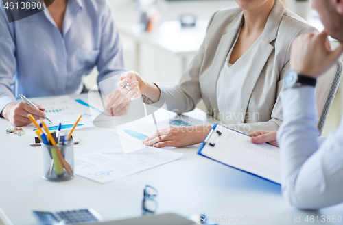 Image of business team discussing charts at office