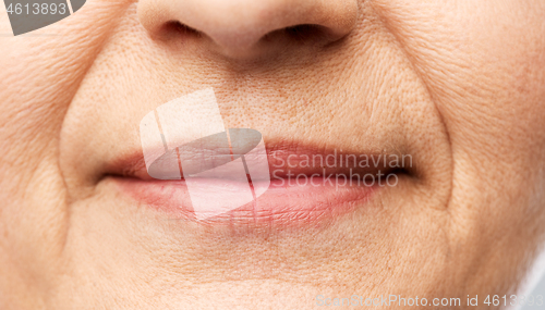 Image of close up of senior woman lips