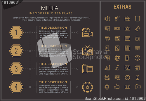 Image of Media infographic template, elements and icons.