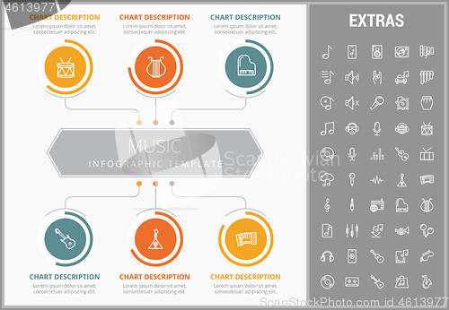 Image of Music infographic template, elements and icons.