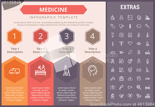 Image of Medicine infographic template, elements and icons.