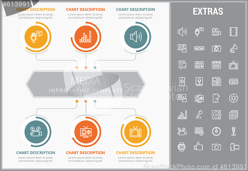 Image of Media infographic template, elements and icons.