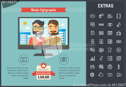 Image of Media infographic template, elements and icons.