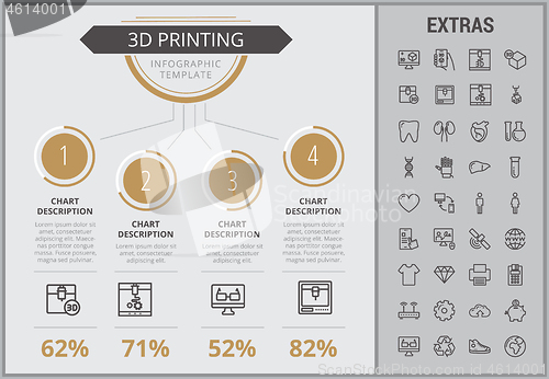 Image of 3D printing infographic template and elements.