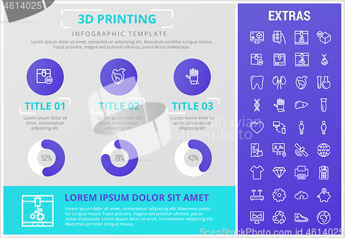 Image of 3D printing infographic template and elements.