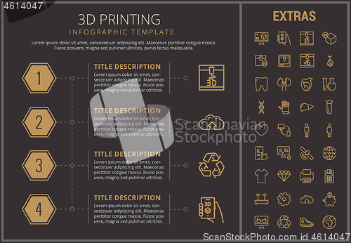 Image of 3D printing infographic template and elements.