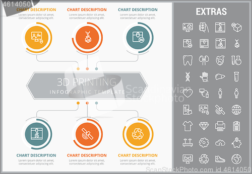 Image of 3D printing infographic template and elements.