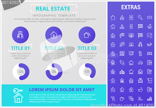 Image of Real estate infographic template, elements, icons.