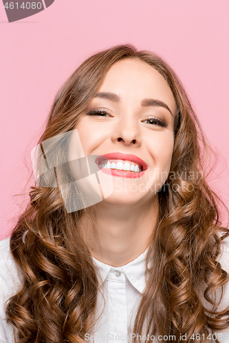 Image of The young woman\'s portrait with happy emotions