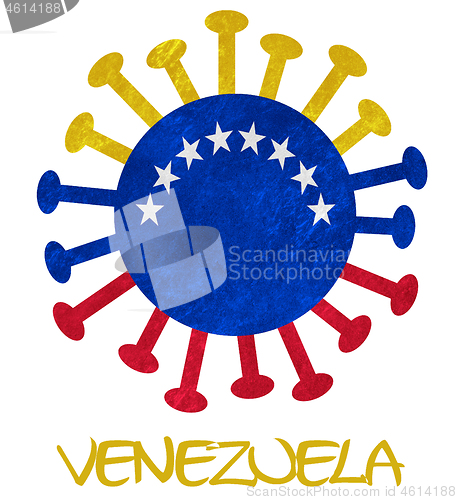 Image of The Venezuelan national flag with corona virus or bacteria