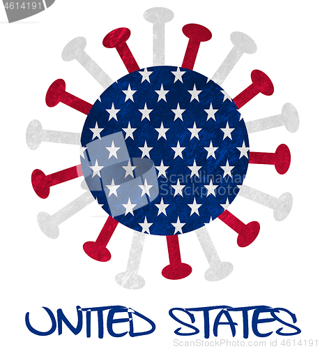 Image of The national flag of the United States with corona virus or bact