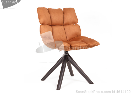 Image of Modern chair made from suede and metal - Cognac