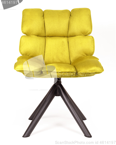 Image of Modern chair made from suede and metal - Yellow