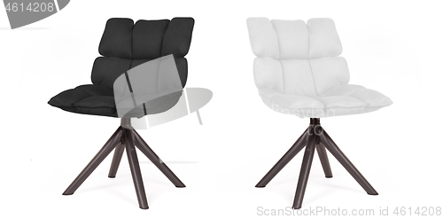 Image of Modern chairs made from suede and metal - Black and white