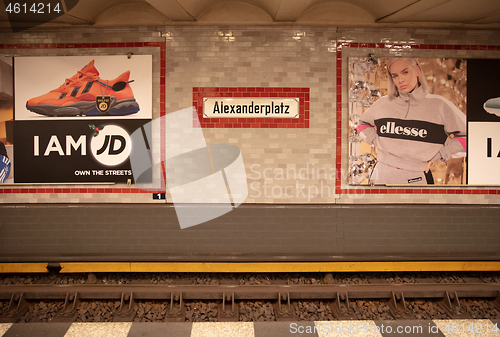 Image of Berlin, Germany - December 30, 2019: Signage of the Alexanderpla