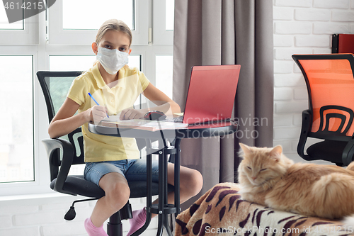 Image of Self-taught quarantined girl at home