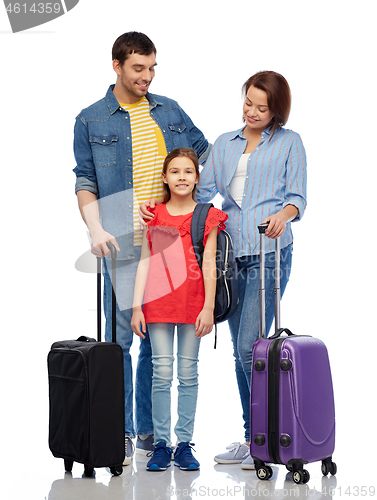 Image of happy family with travel bags