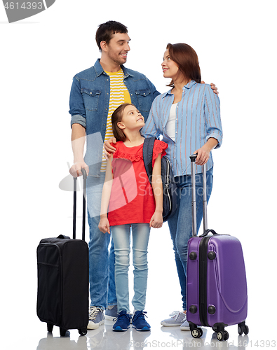 Image of happy family with travel bags