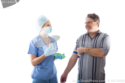 Image of Happy patient after blood collection pathology test for diagnosis