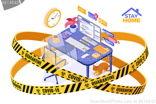 Image of covid-19 coronavirus quarantine stay work home
