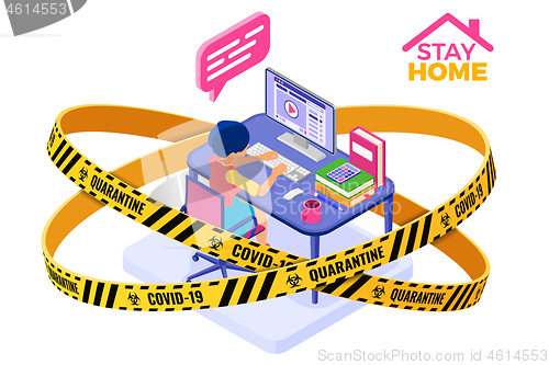 Image of covid-19 coronavirus quarantine stay home online education