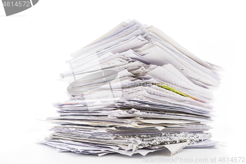 Image of Large pile of waste paper isolated on white