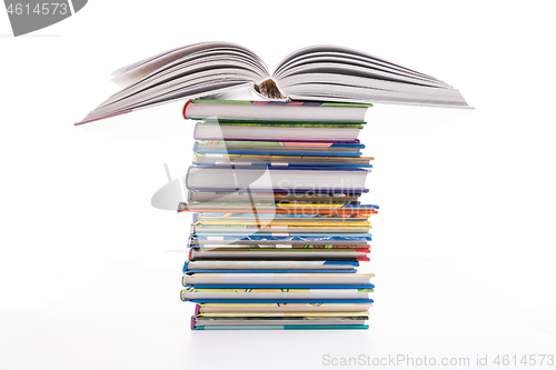 Image of Stack of children's books isolated on white