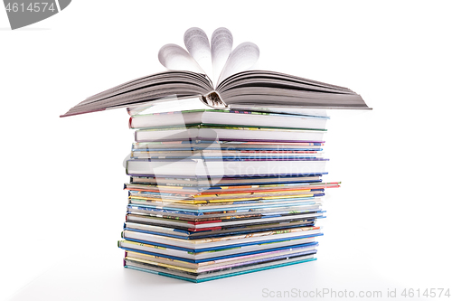 Image of Stack of children's books isolated on white