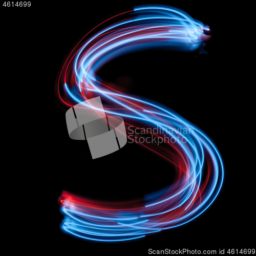Image of Letter S of the alphabet made from neon signs