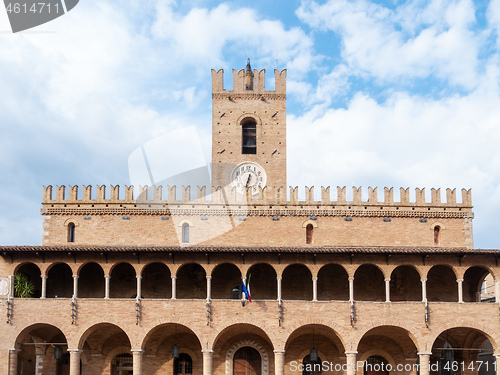 Image of clock tower town hall of Urbisaglia Marche Italy