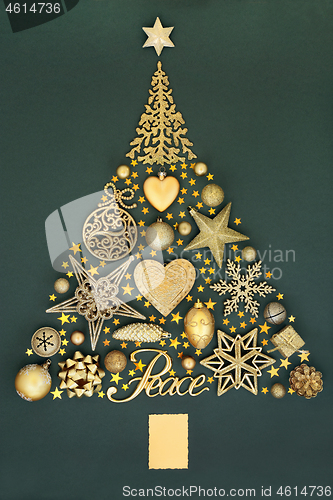 Image of Abstract Christmas Tree with Gold Baubles