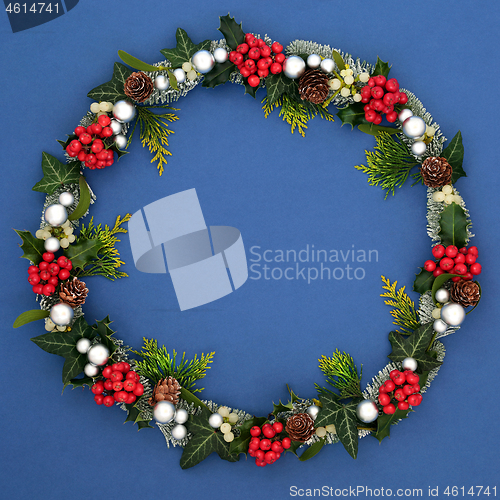 Image of Christmas Wreath Decoration with Flora and Baubles