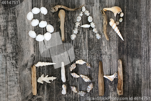 Image of Starfish Abstract Background on Rustic Wood