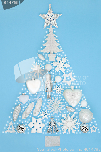 Image of Abstract Christmas Tree on Blue Background