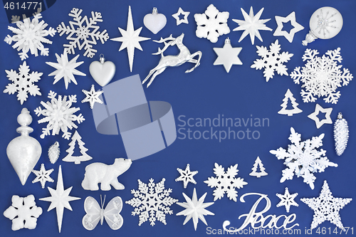 Image of Christmas Peace Background Border on Blue