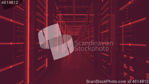 Image of data center red lights alert