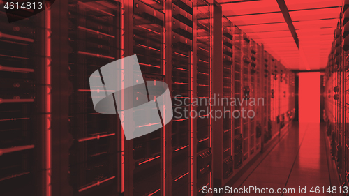 Image of data center red lights alert