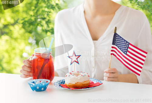 Image of woman celebrating american independence day