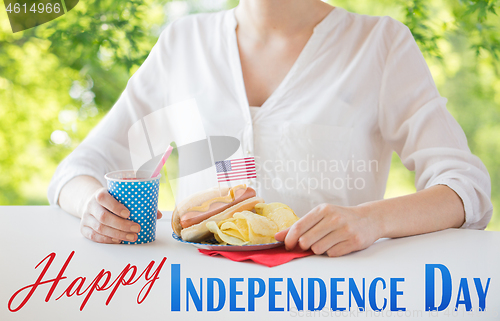 Image of woman celebrating american independence day