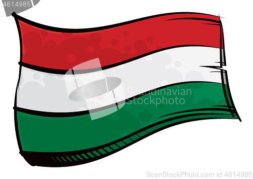 Image of Painted Hungary flag waving in wind