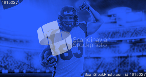 Image of duo toned american football player in  arena at night