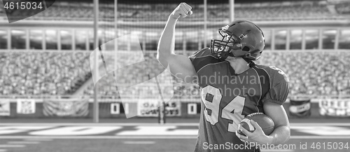 Image of american football player celebrating touchdown