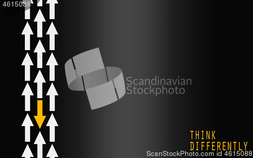 Image of Yellow arrow changing direction, think differently concept