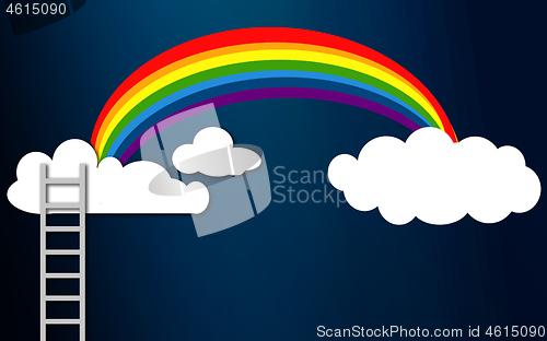 Image of Stairway to rainbow and clouds in sky
