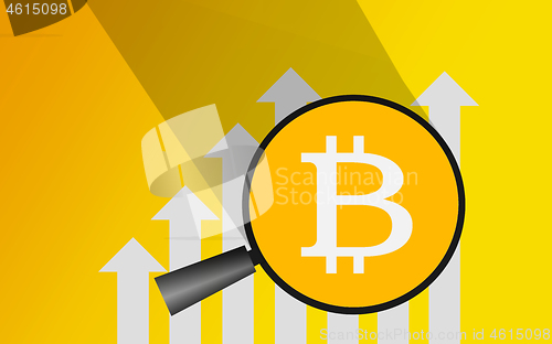 Image of Magnifying glass with bitcoin forecast
