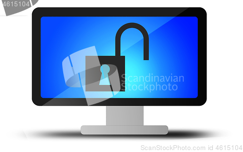 Image of Unlock sign on the computer display