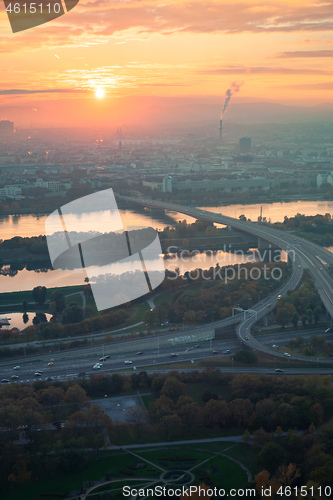 Image of beautiful sunset over Vienna