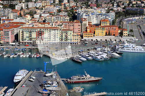 Image of Beautiful view above Port of Nice on French Riviera, France