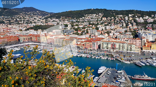 Image of Beautiful view above Port of Nice on French Riviera